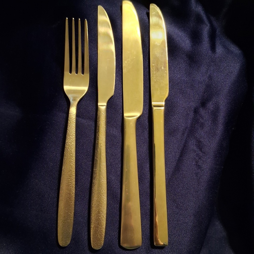Oneida Gold Flatware Mixed Lot 1 Fork 3 Knives